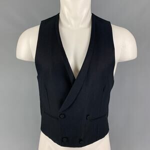 SPENCER HART Size 36 Black Textured Cotton Shawl Collar Vest